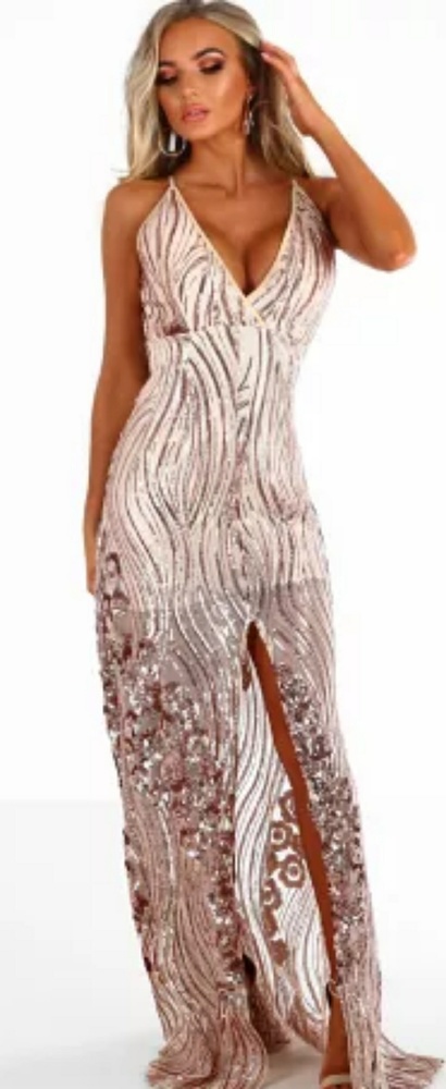 Rose gold, sexy prom dress
